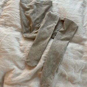 Target Fleece Cream Ribbed Tights. Small/Medium